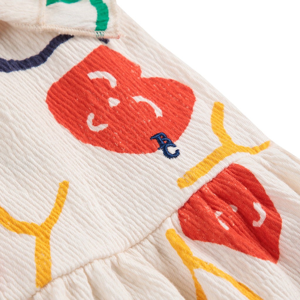 Bobo Choses Child Smiling All Over Ruffle Dress Cream