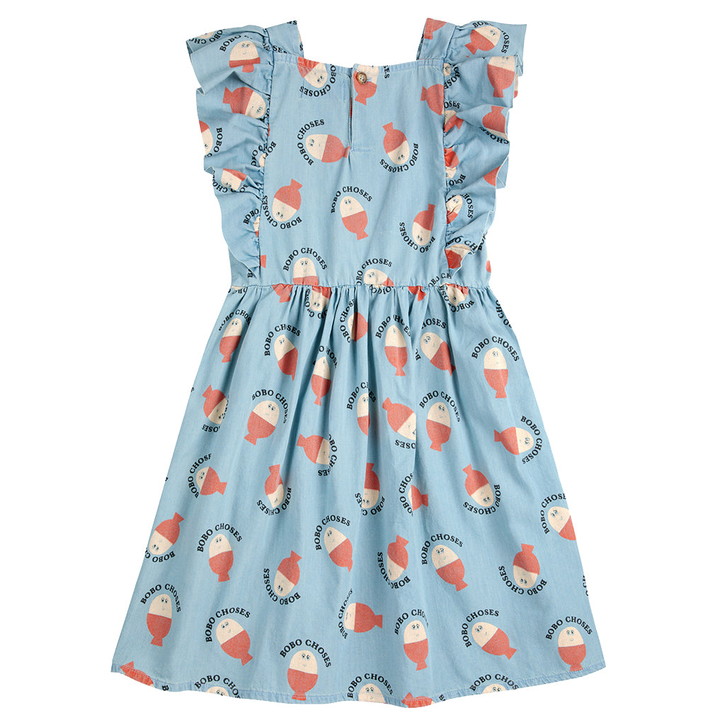 Bobo Choses Child Morning Egg All Over Ruffle Dress Light Blue