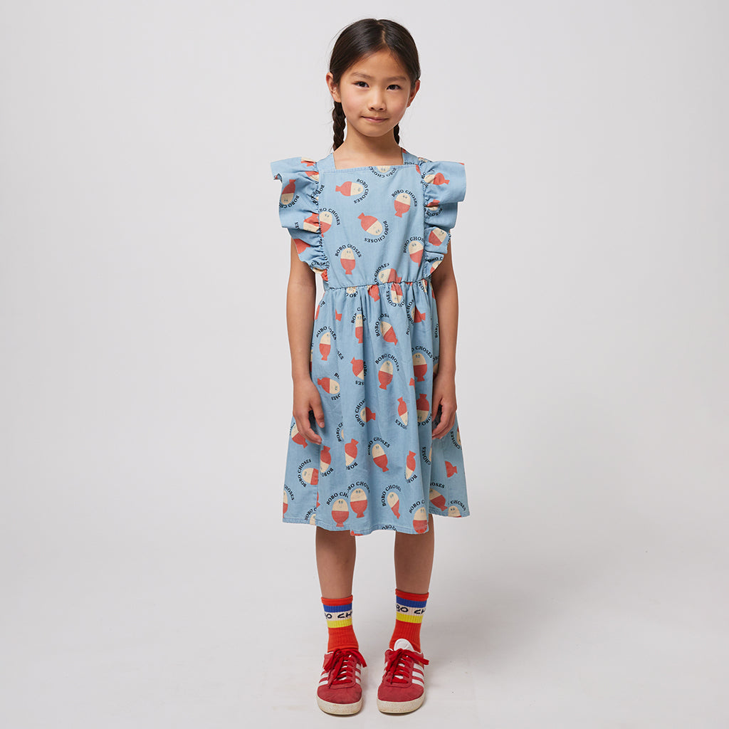 Bobo Choses Child Morning Egg All Over Ruffle Dress Light Blue