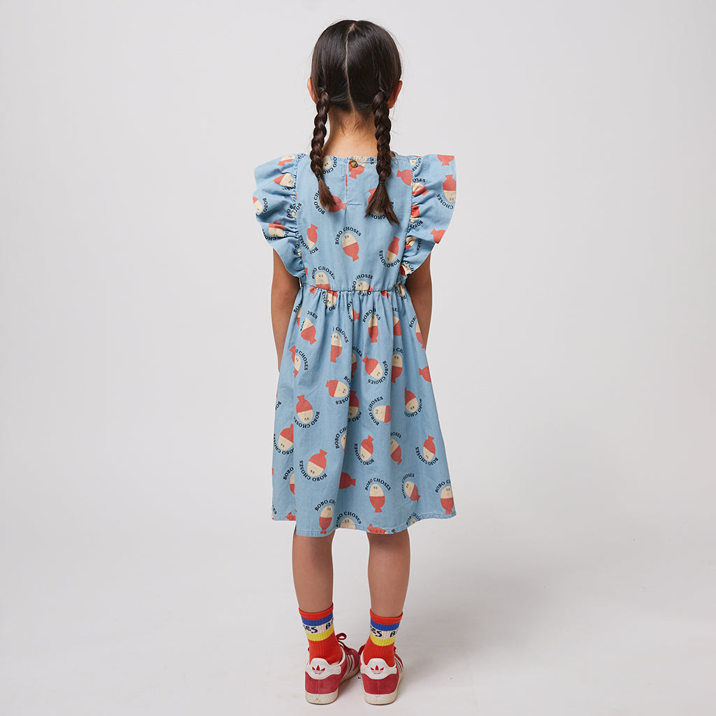 Bobo Choses Child Morning Egg All Over Ruffle Dress Light Blue