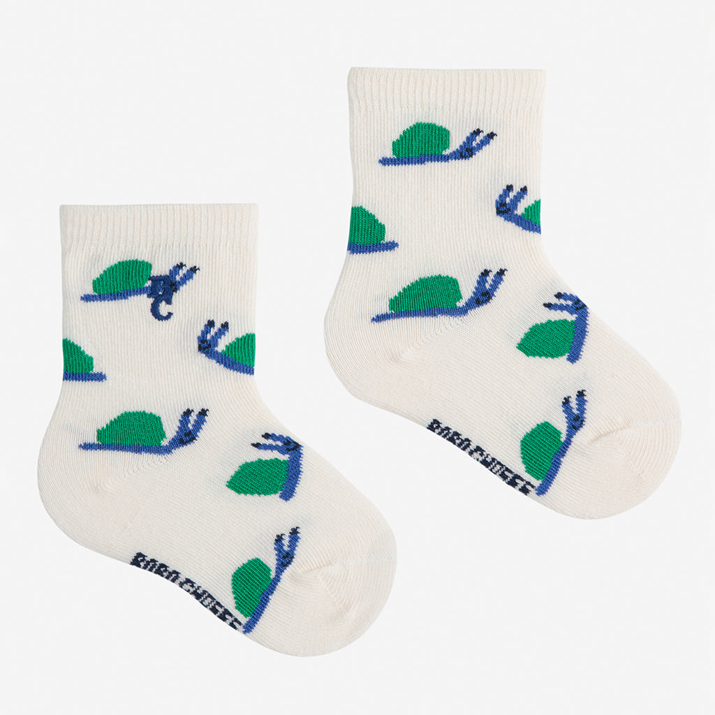 Bobo Choses Baby Funny Snail All Over Short Socks White