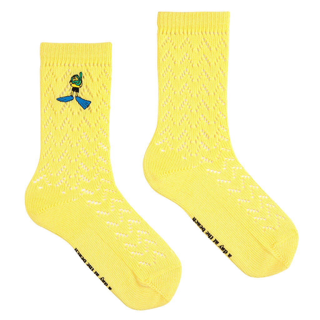 Bobo Choses Child A Day At The Beach Long Socks Light Yellow