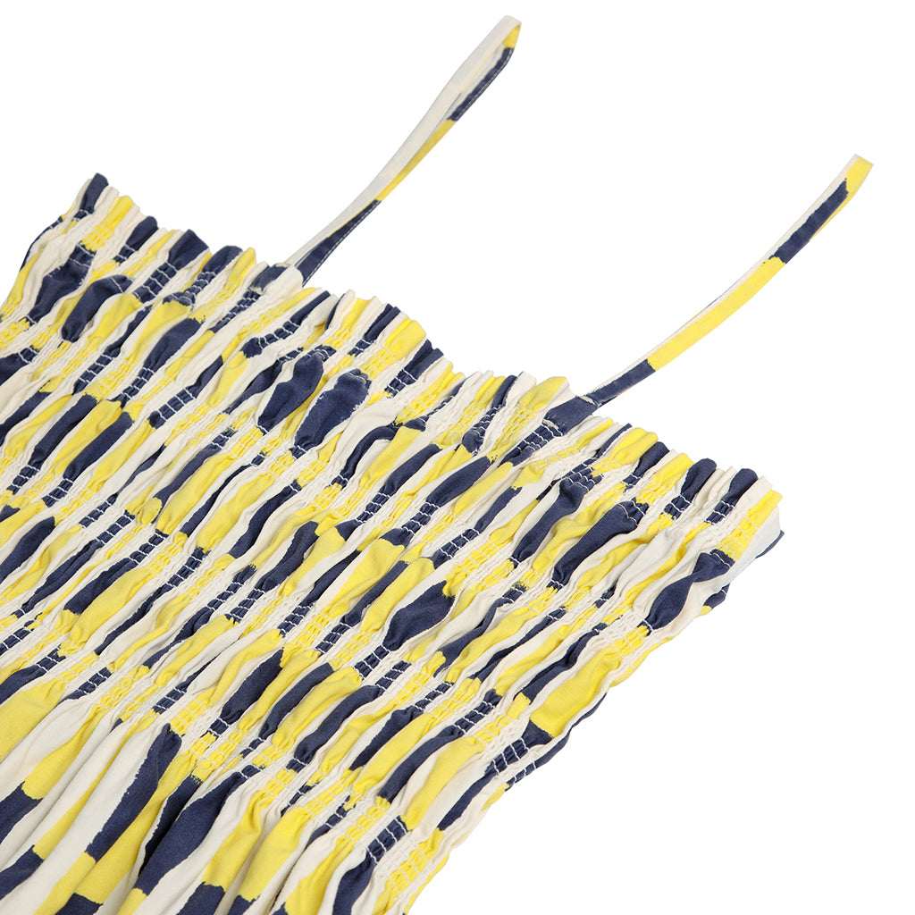 Bobo Choses Woman Brush Strokes Striped Bustier Dress Yellow