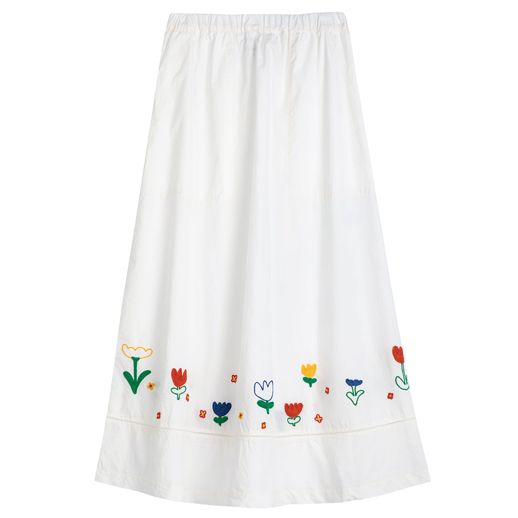 Bobo Choses Woman Garden Embroidery Skirt White