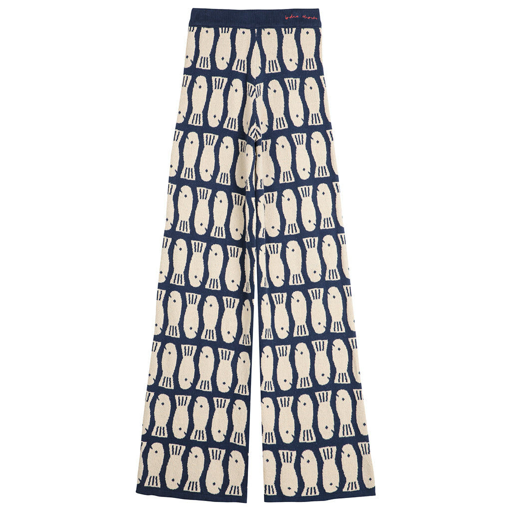 Bobo Choses Woman Lucky Fish Knit Pants Navy Blue