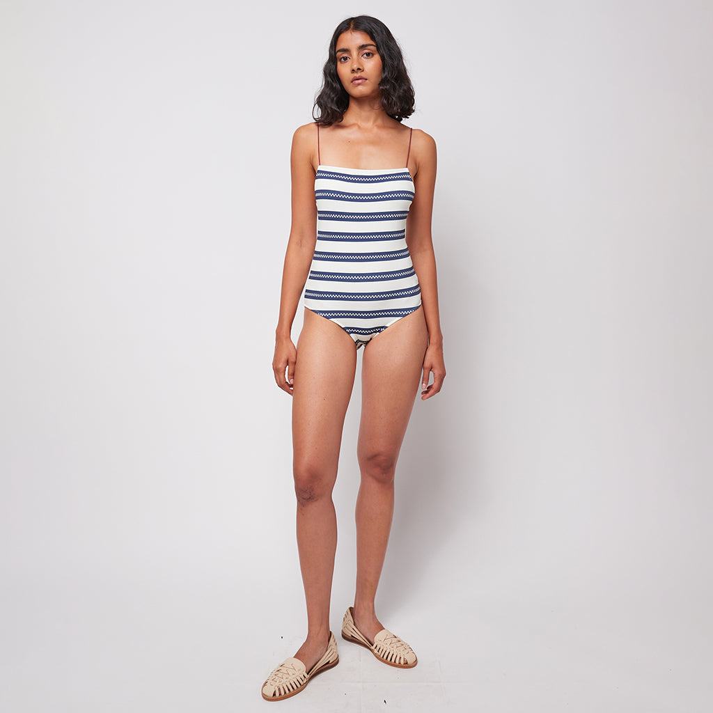 Bobo Choses Woman Striped Texture Swimsuit White