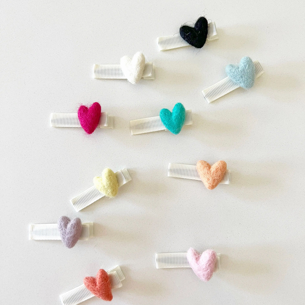 Bohemian Babies Felt Heart Hair Clip Pale Pink