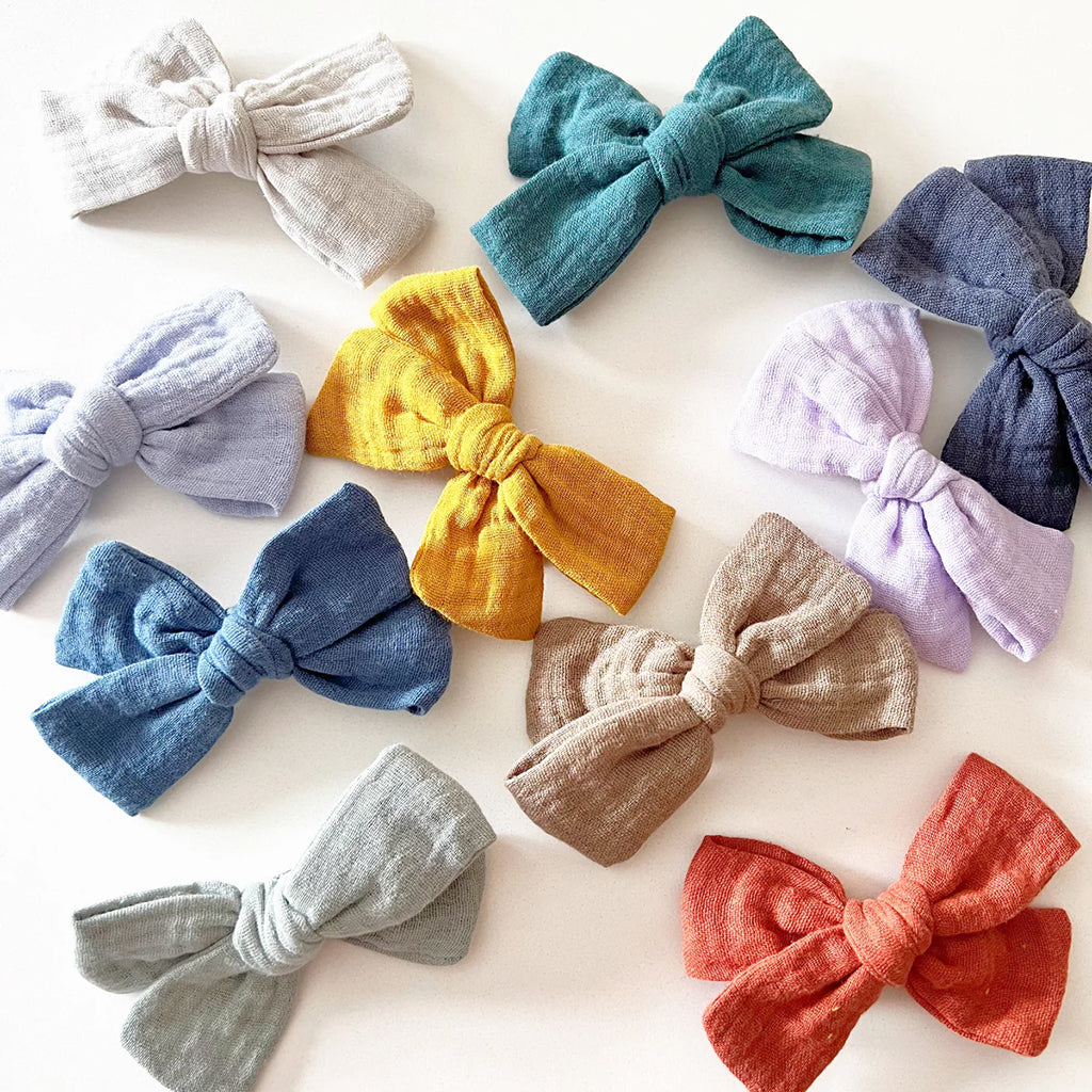 Bohemian Babies Muslin Hair Bow With Clip Griege