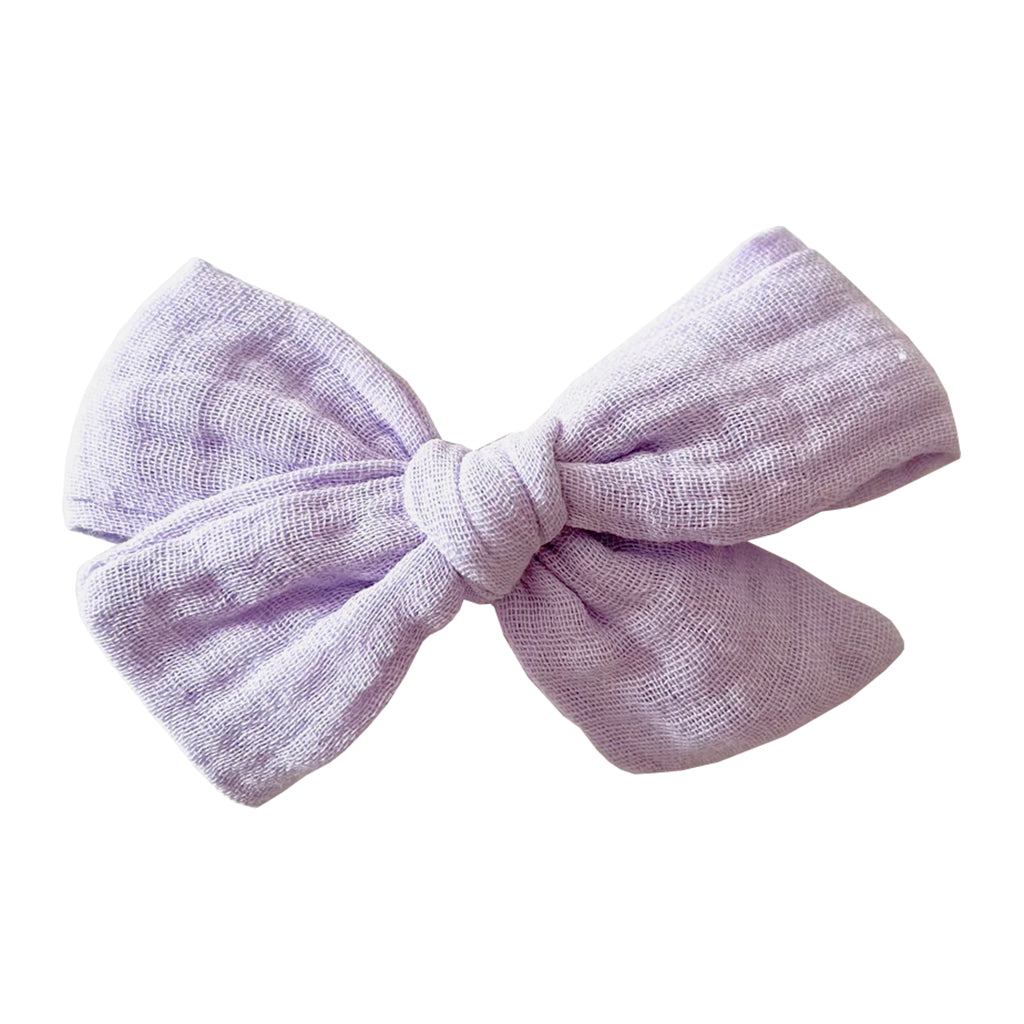 Bohemian Babies Muslin Hair Bow With Clip Lavender Purple