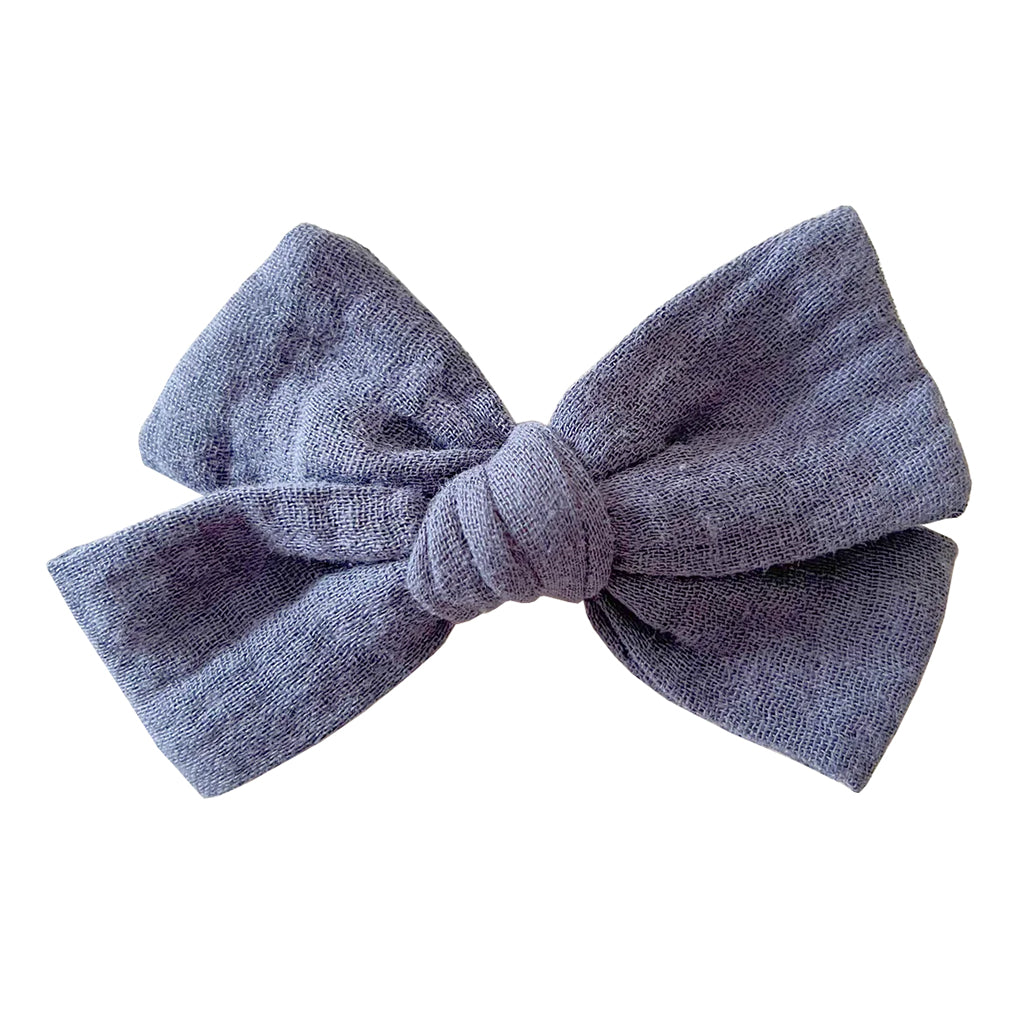 Bohemian Babies Muslin Hair Bow With Clip Navy