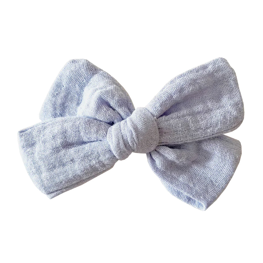 Bohemian Babies Muslin Hair Bow With Clip Periwinkle Blue