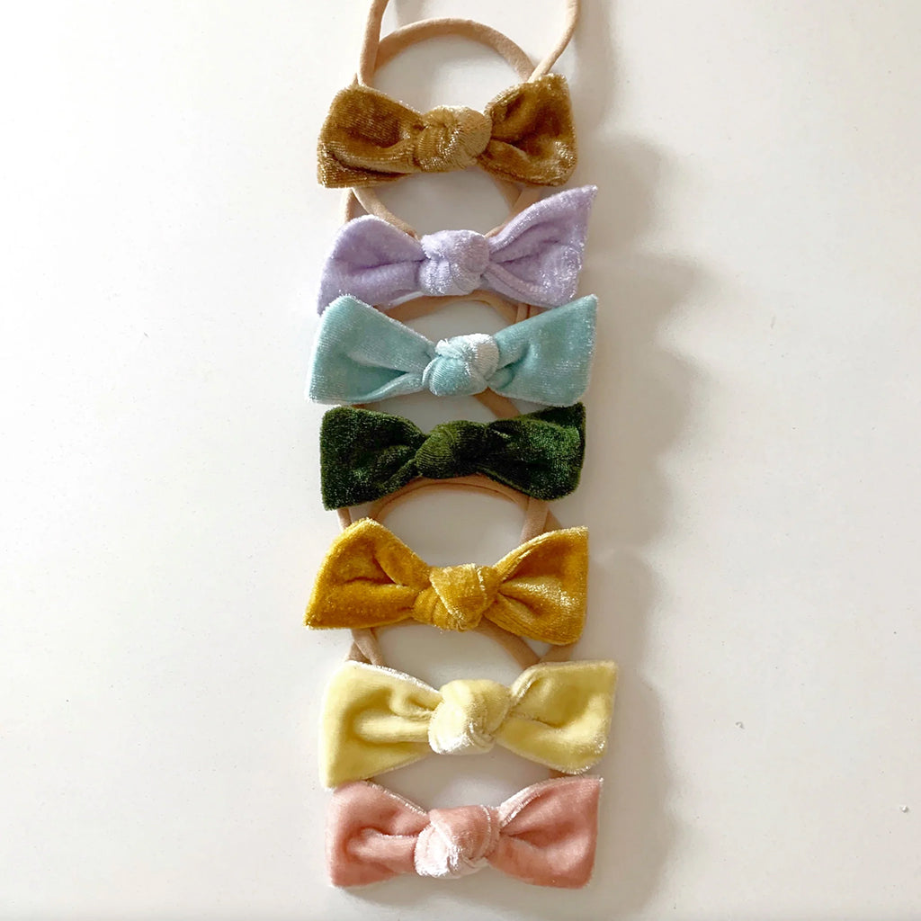 Bohemian Babies Velvet Bow Hairband Pale Yellow