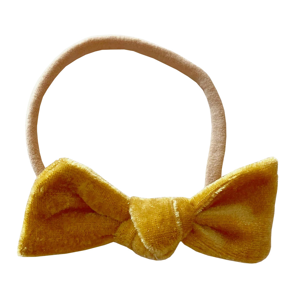 Bohemian Babies Velvet Bow Hairband Gold