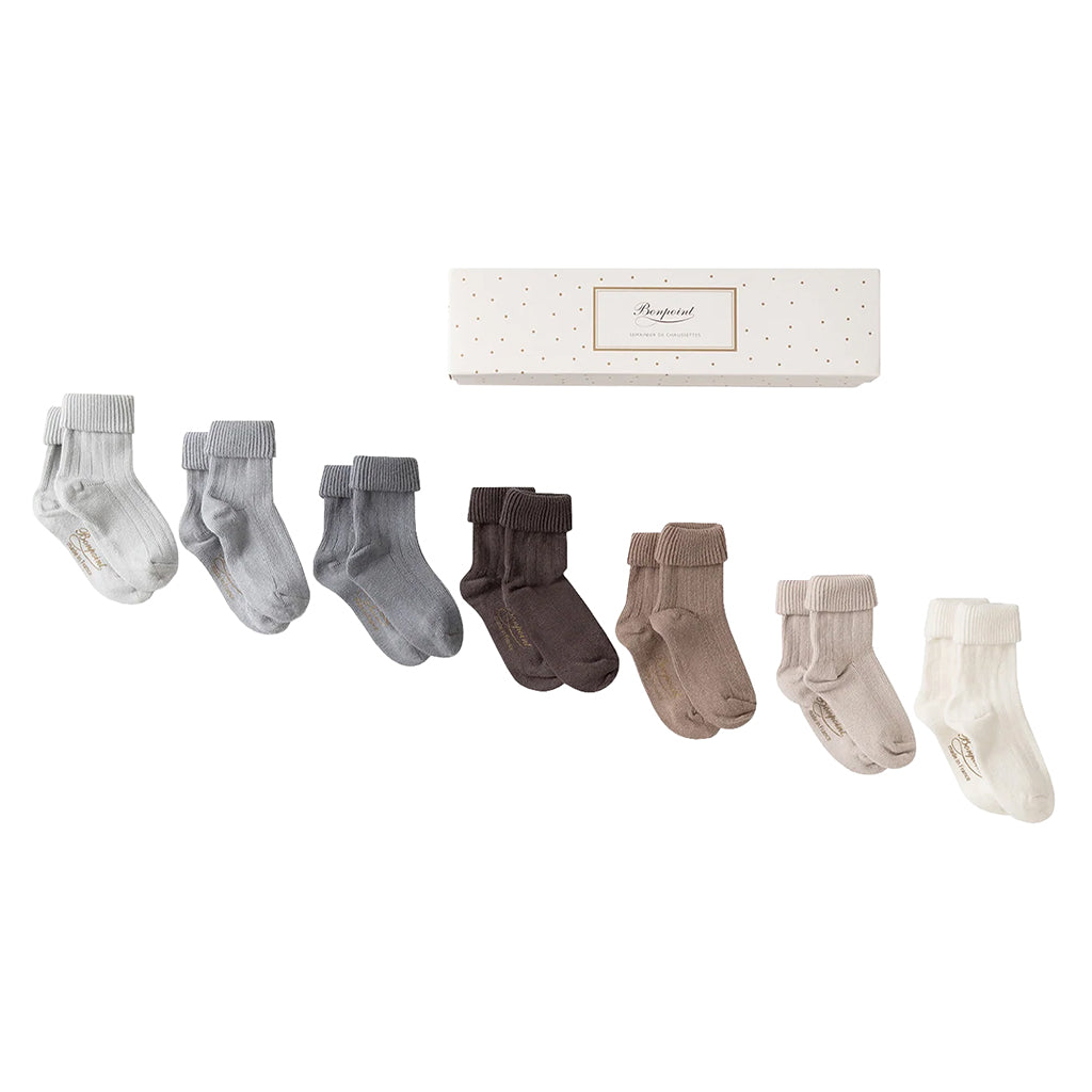 Bonpoint Baby Set Of 7 Socks Northern Blue