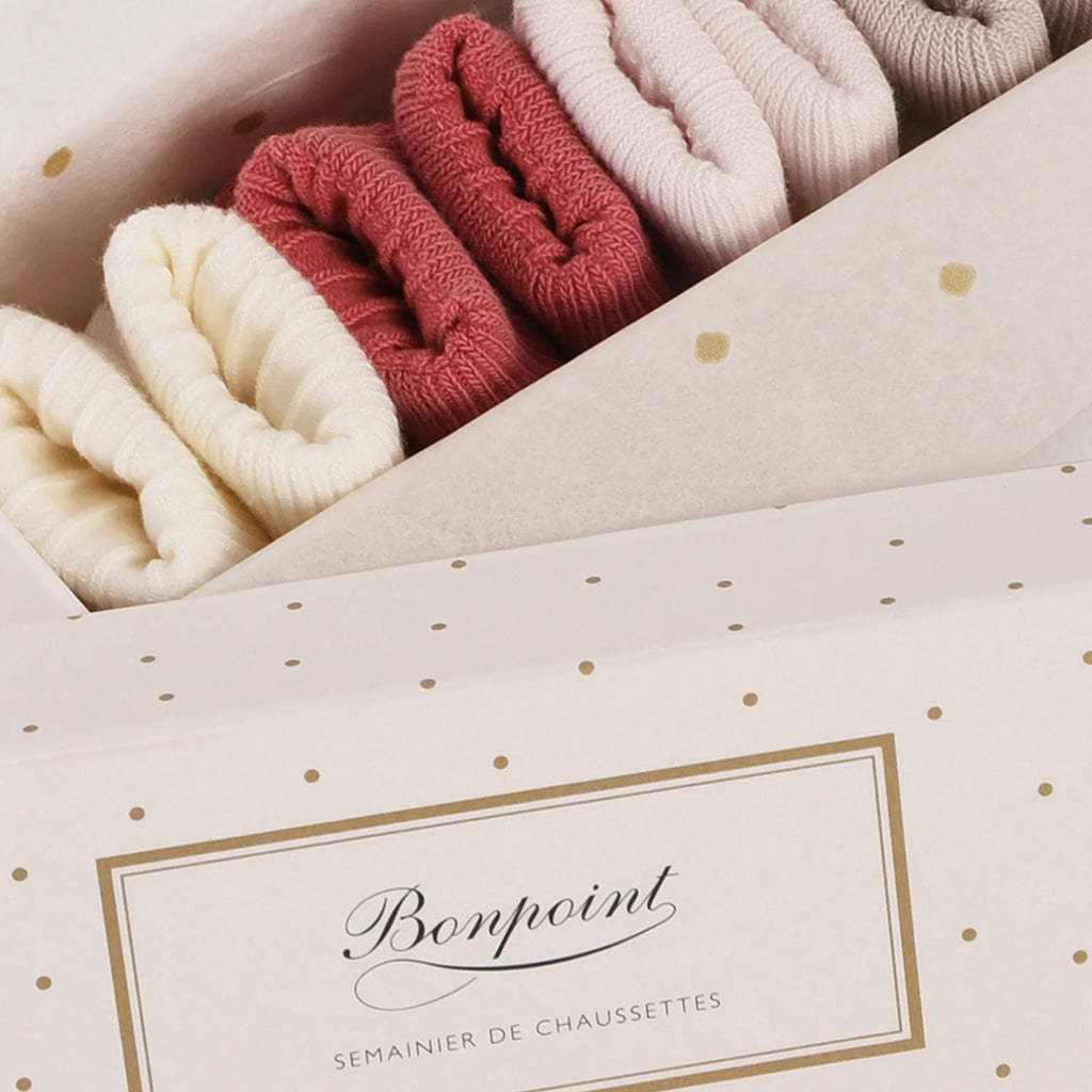 Bonpoint Baby Set Of 7 Socks Faded Pink