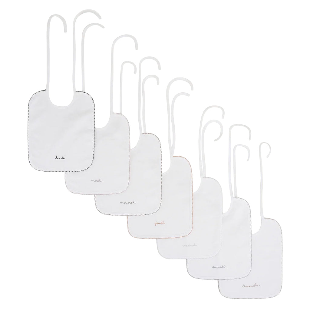 Bonpoint Baby Set Of 7 Embroidered Bibs White