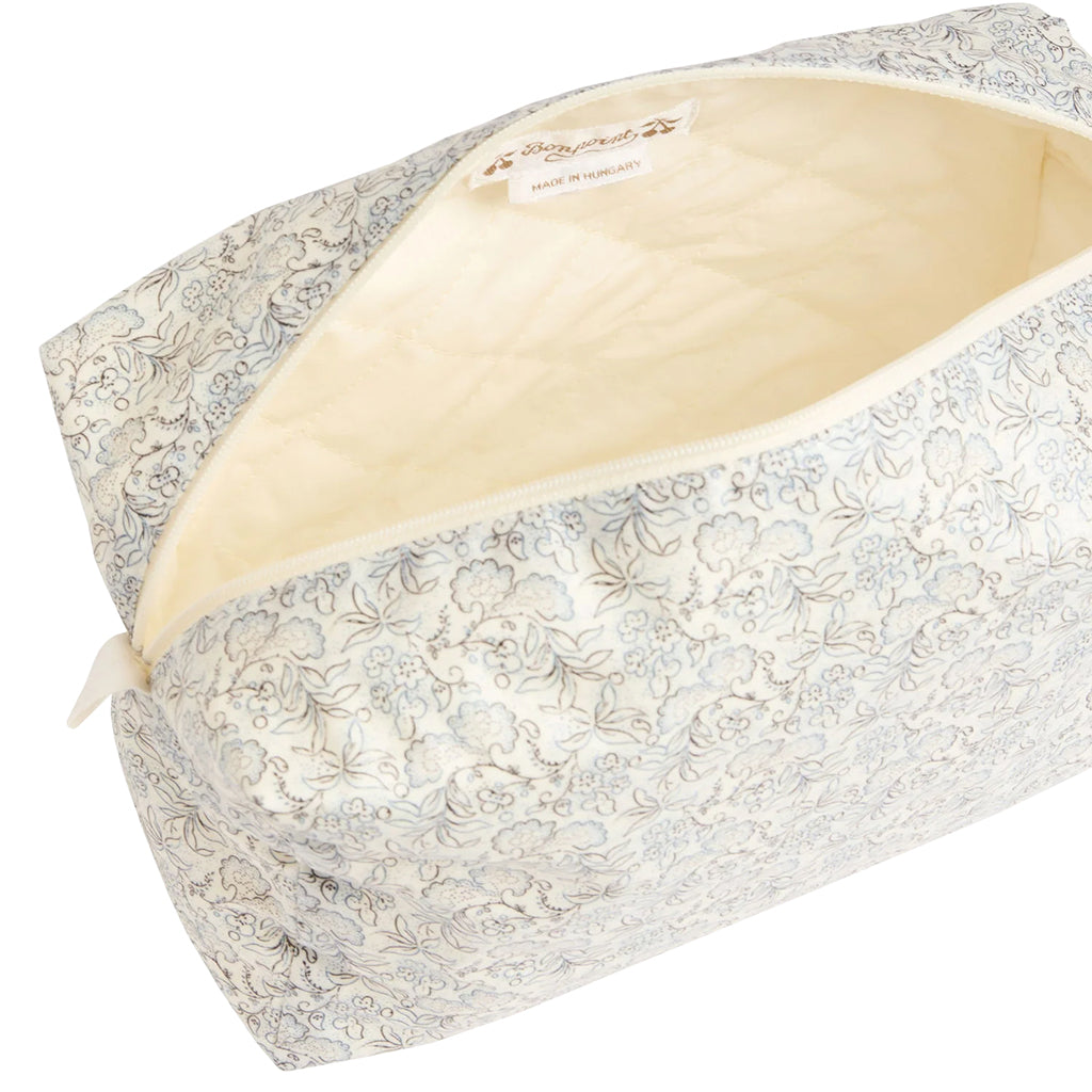 Bonpoint Toiletry Bag Grey Blue Floral Print