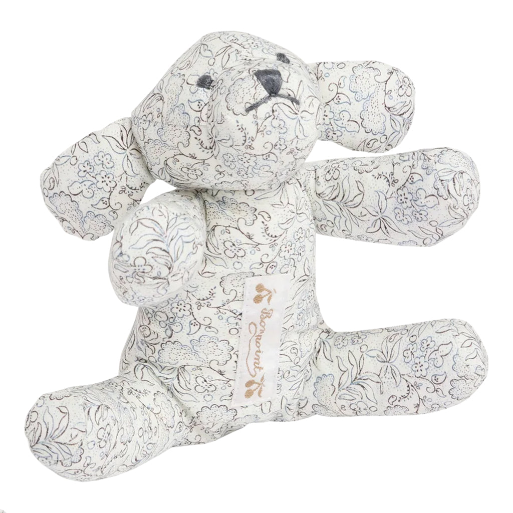Bonpoint Aimée Dog Soft Toy Grey Blue Floral Print