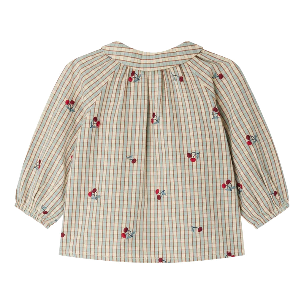 Bonpoint Baby Domino Blouse Sky Blue Checks
