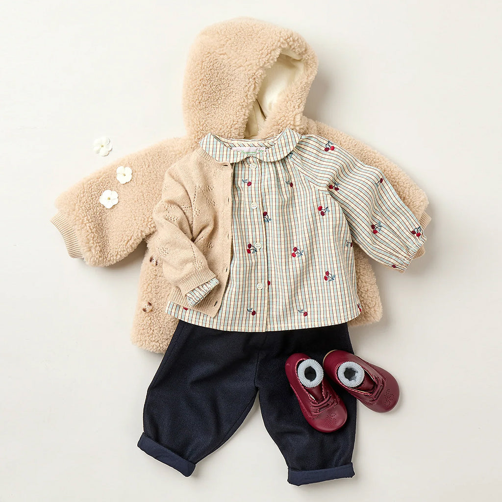 Bonpoint Baby Domino Blouse Sky Blue Checks