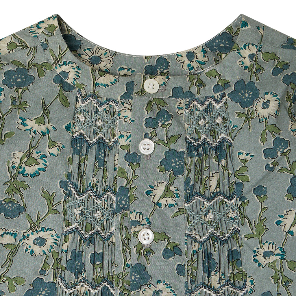 Bonpoint Baby Blissi Blouse Verdigris Green Floral Print