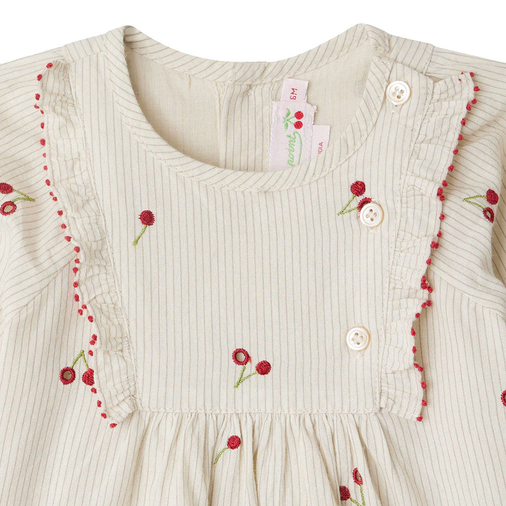 Bonpoint Baby Taelia Dress With Cherry Embroidery Red