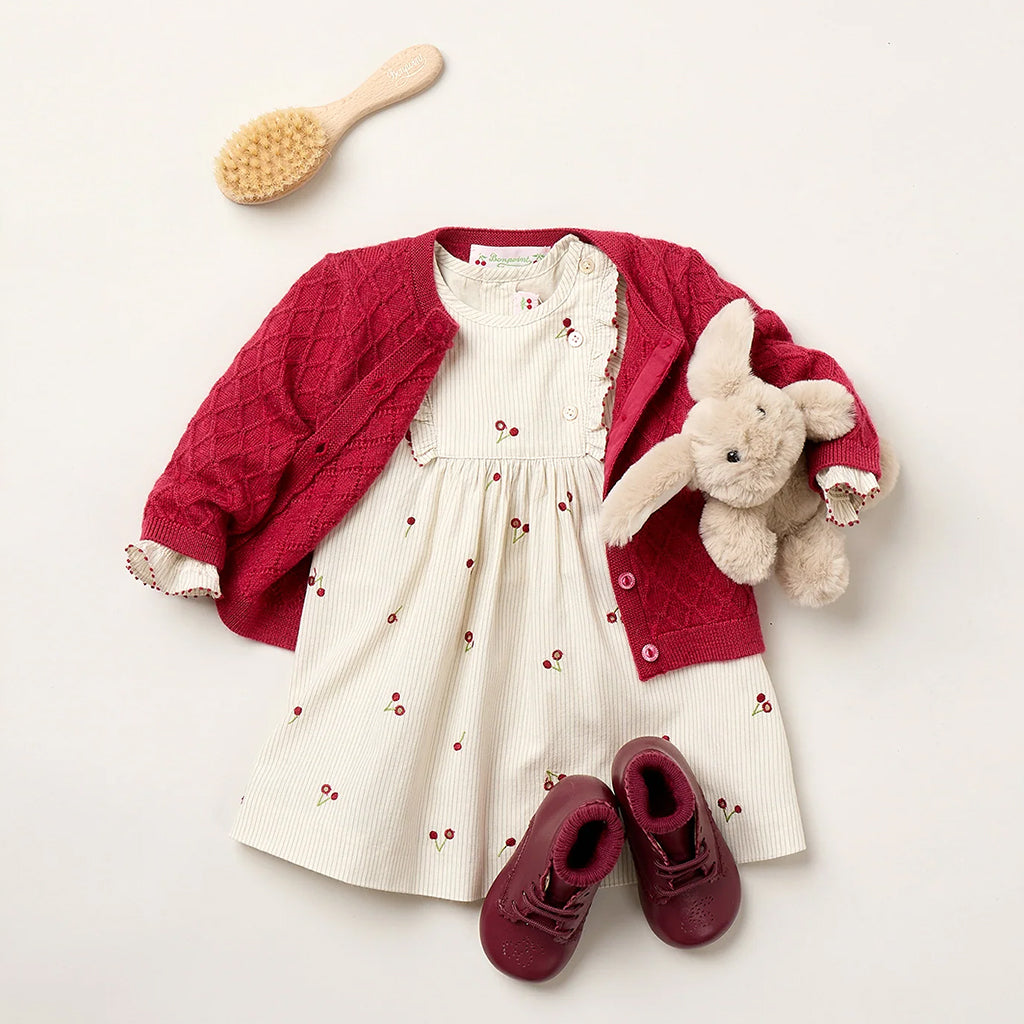 Bonpoint Baby Taelia Dress With Cherry Embroidery Red
