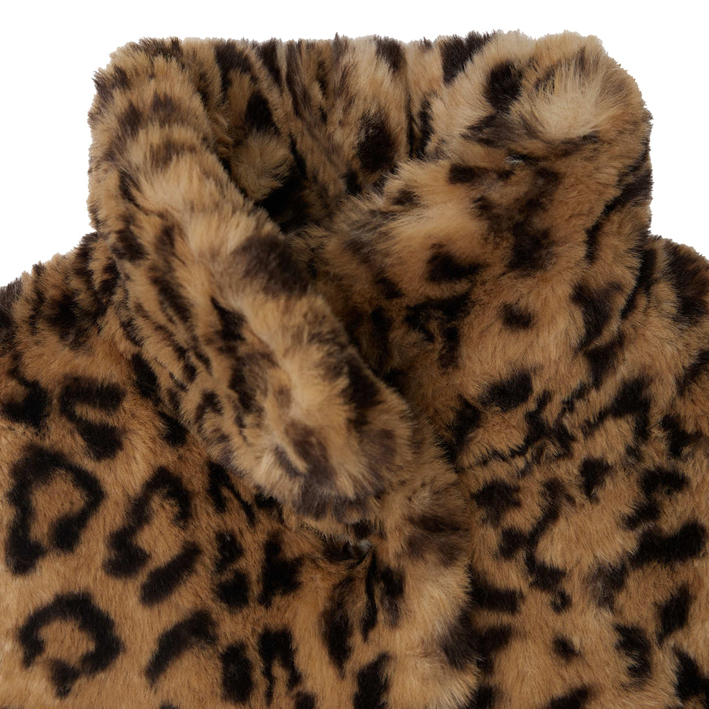 Bonpoint Baby Softness Faux Fur Coat Caramel Brown Leopard Print