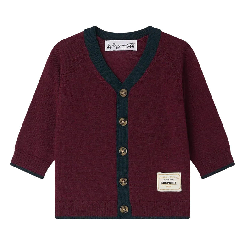 Bonpoint Baby Teotim Cardigan Burgundy Red