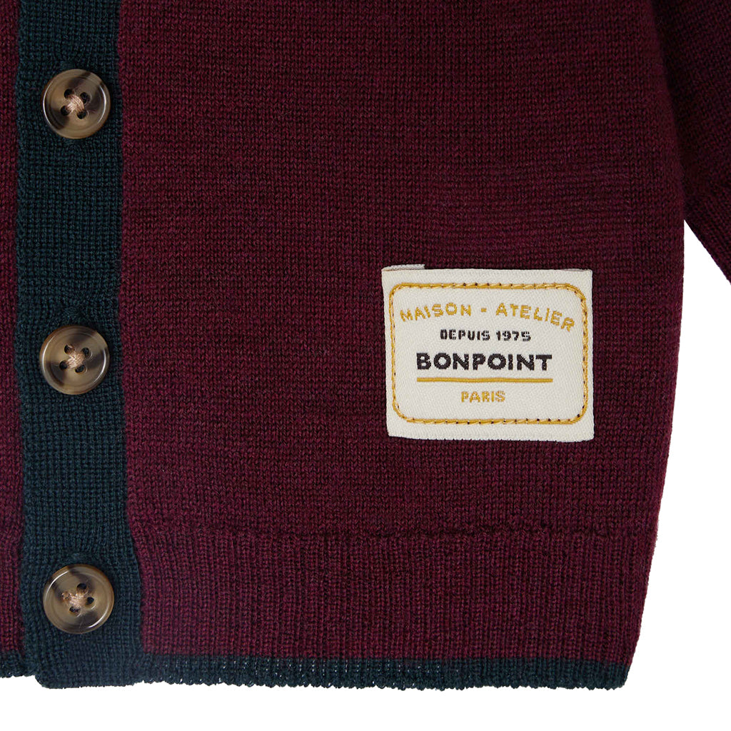 Bonpoint Baby Teotim Cardigan Burgundy Red