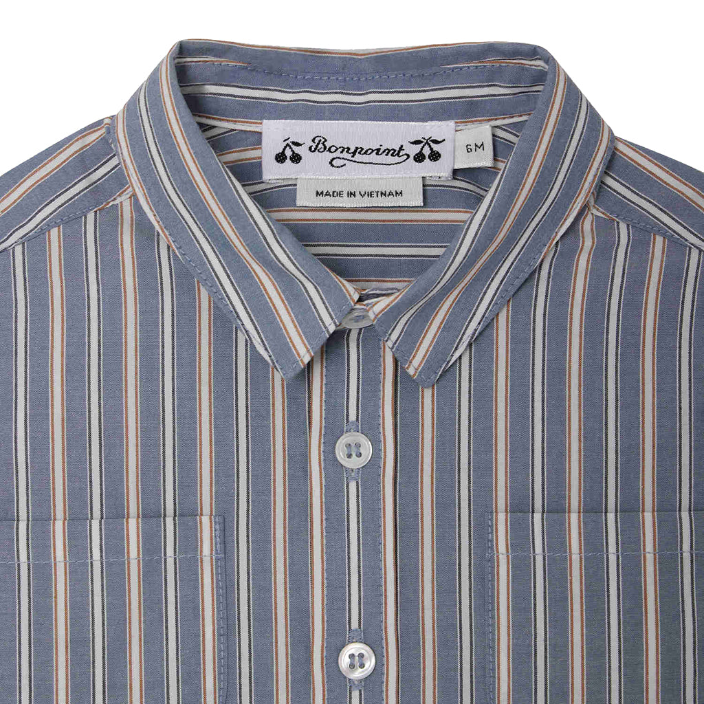 Bonpoint Baby Mico Shirt Blue Stripes
