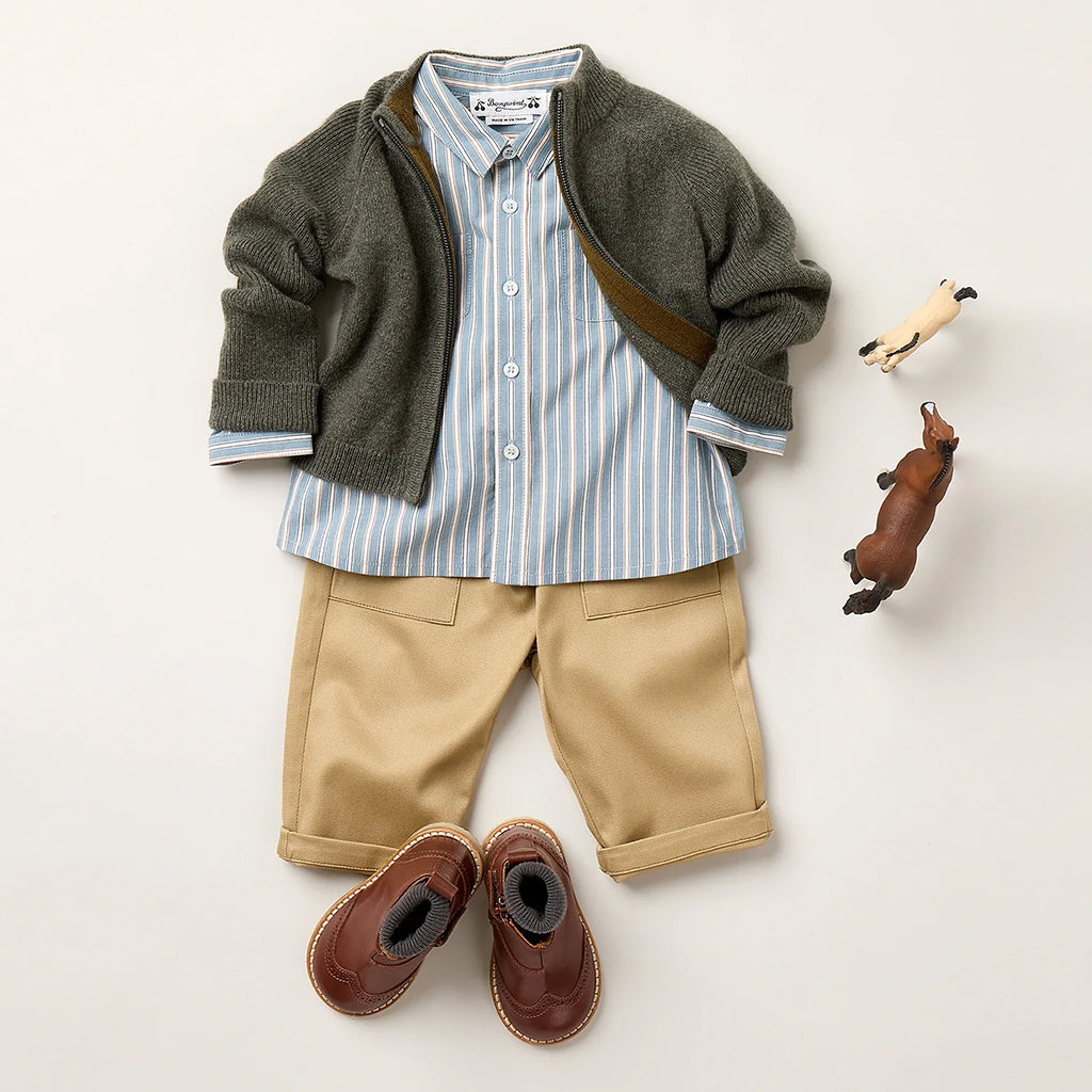 Bonpoint Baby Mico Shirt Blue Stripes