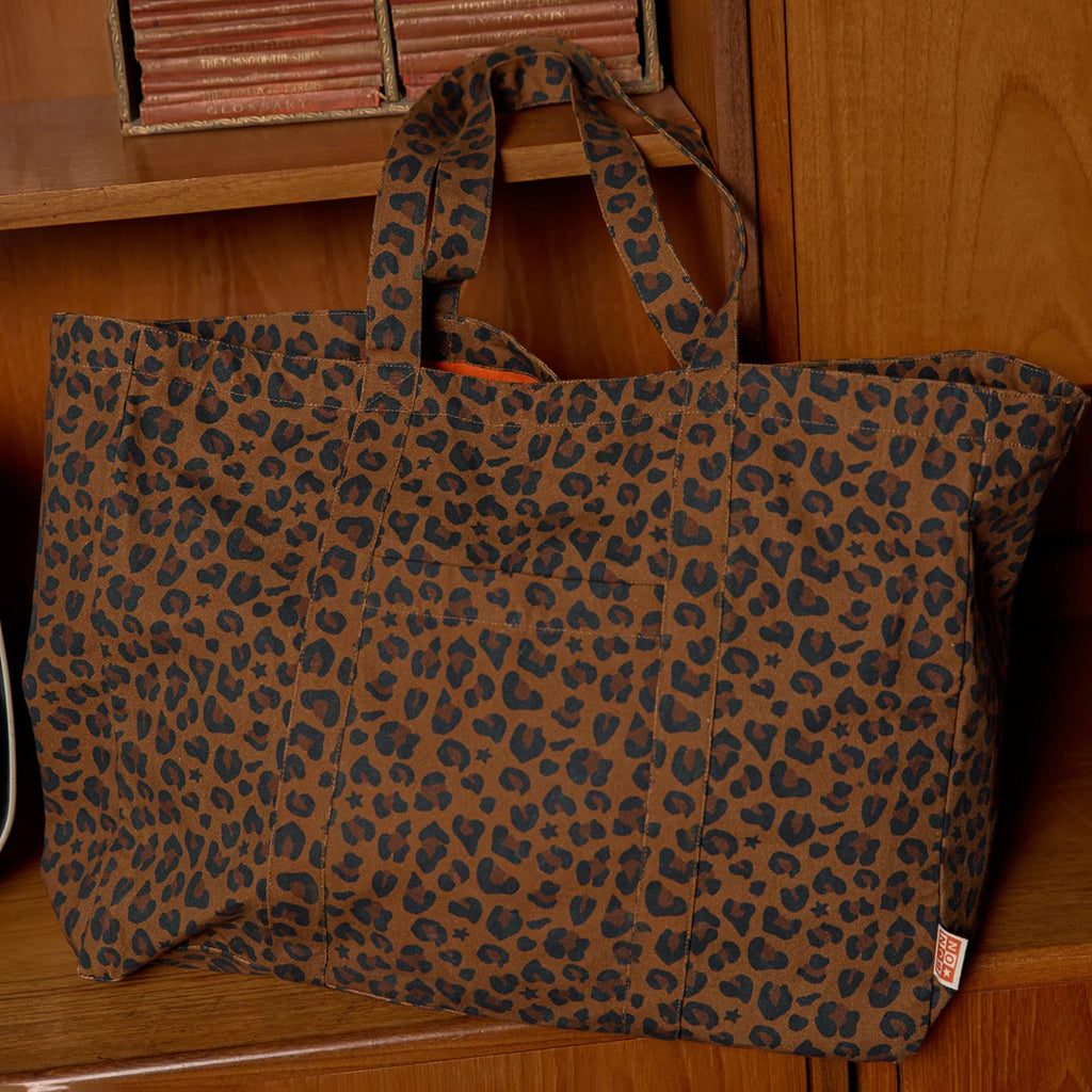 Bonton Child Faroe Medium Tote Bag Leopard Print Brown
