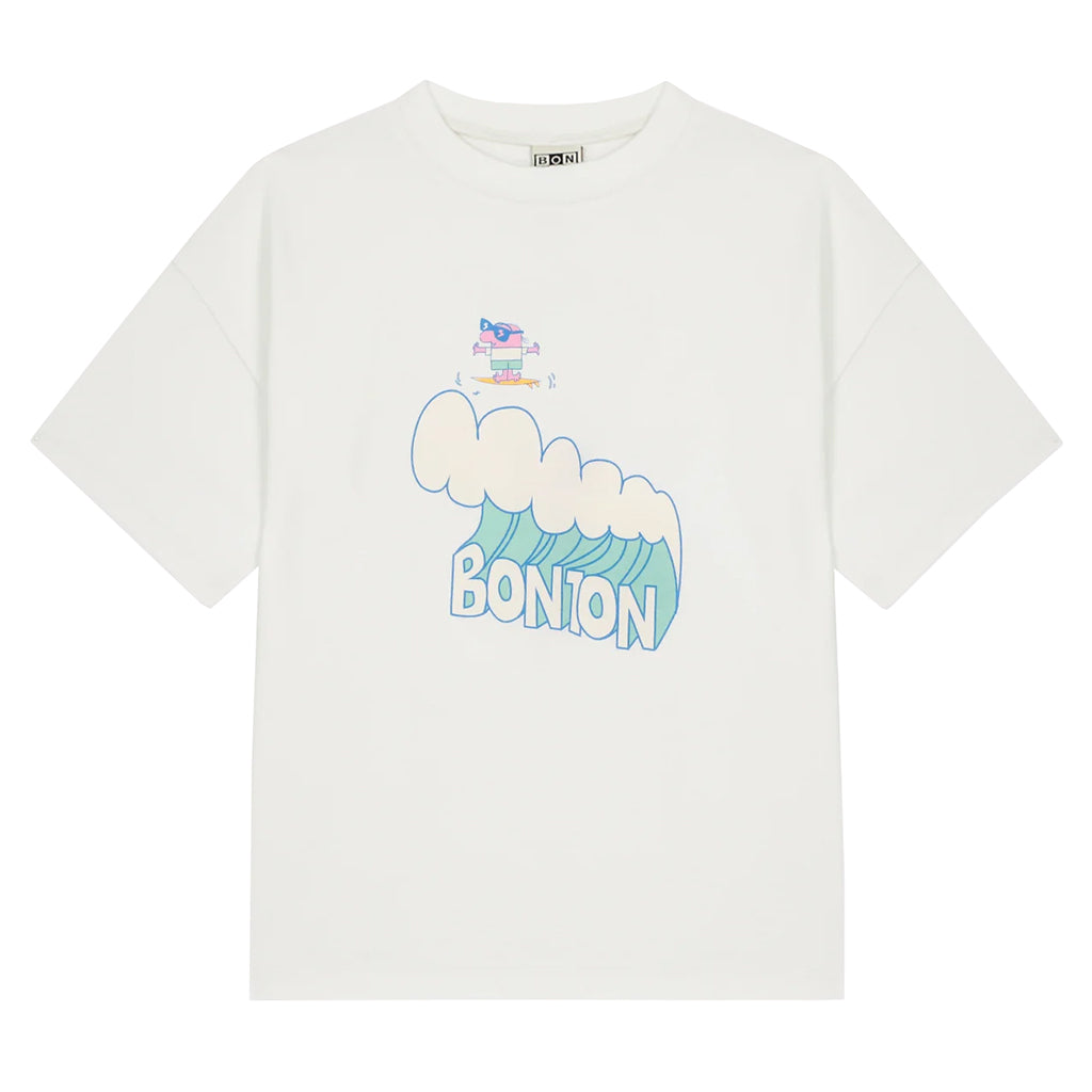 Bonton Child Livo T-shirt Wave Print Ecru White