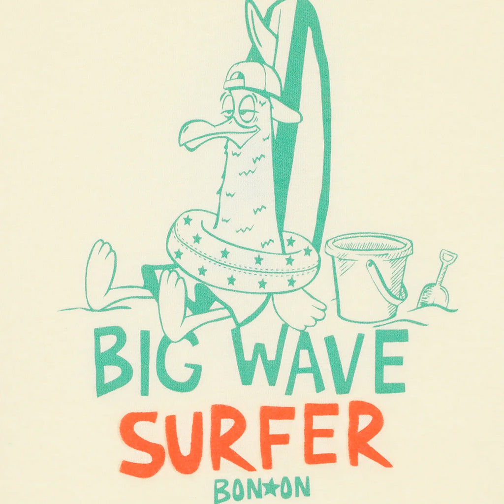 Bonton Child Livo T-shirt Big Wave Print Vanilla Cream