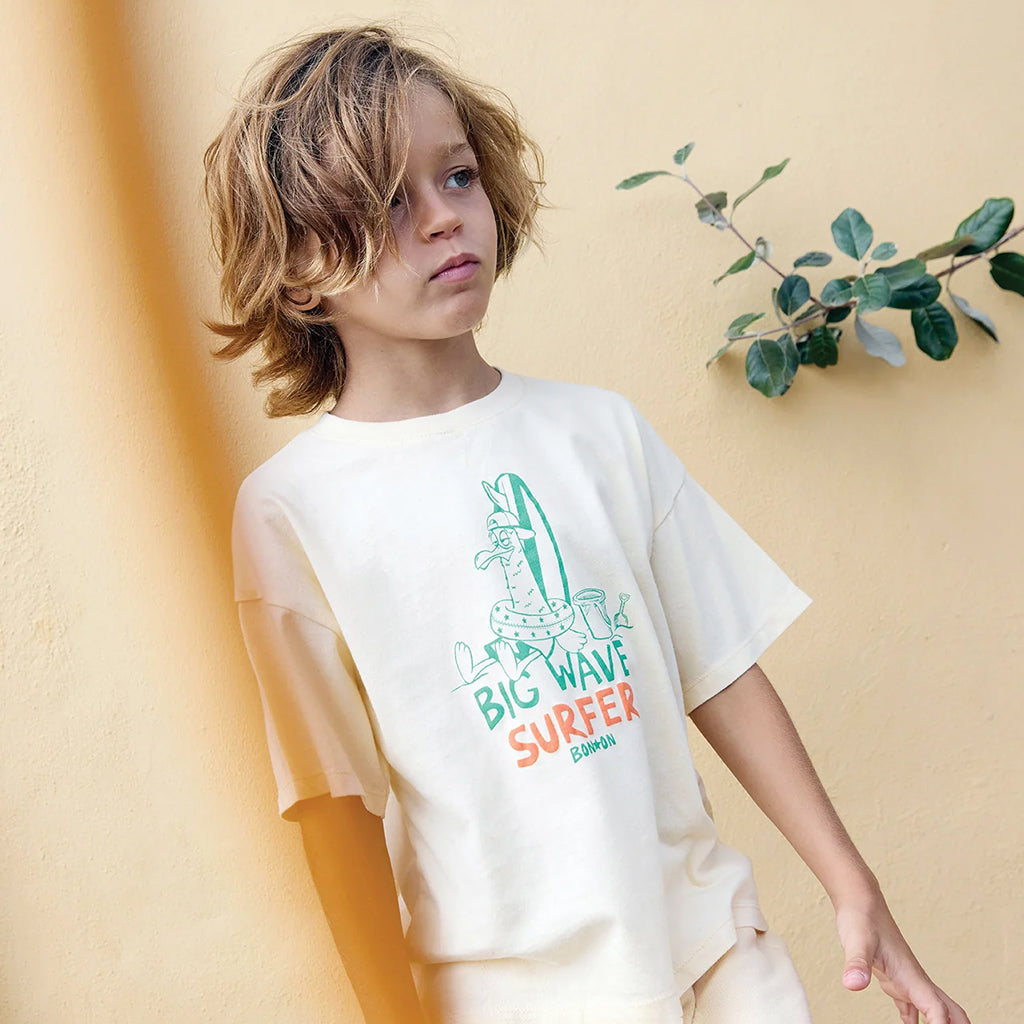 Bonton Child Livo T-shirt Big Wave Print Vanilla Cream