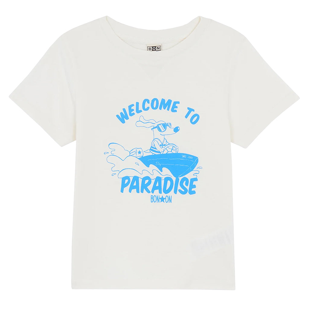 Bonton Child Lodestie T-shirt Paradi Print Ecru White