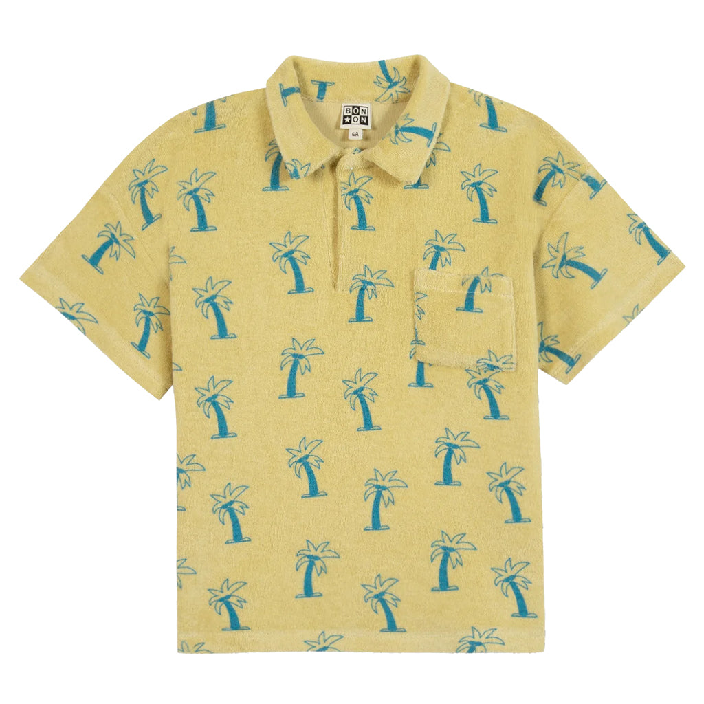 Bonton Child Livio Polo T-shirt Palm Tree Print Yellow