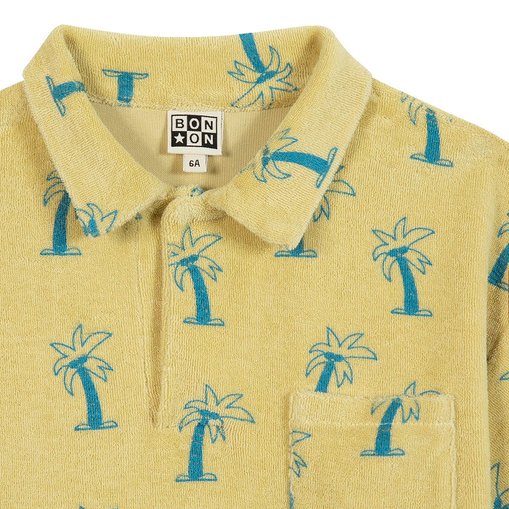 Bonton Child Livio Polo T-shirt Palm Tree Print Yellow