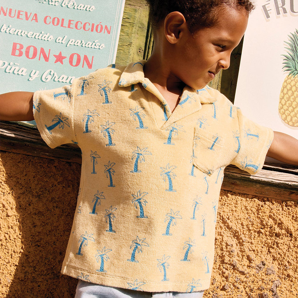 Bonton Child Livio Polo T-shirt Palm Tree Print Yellow