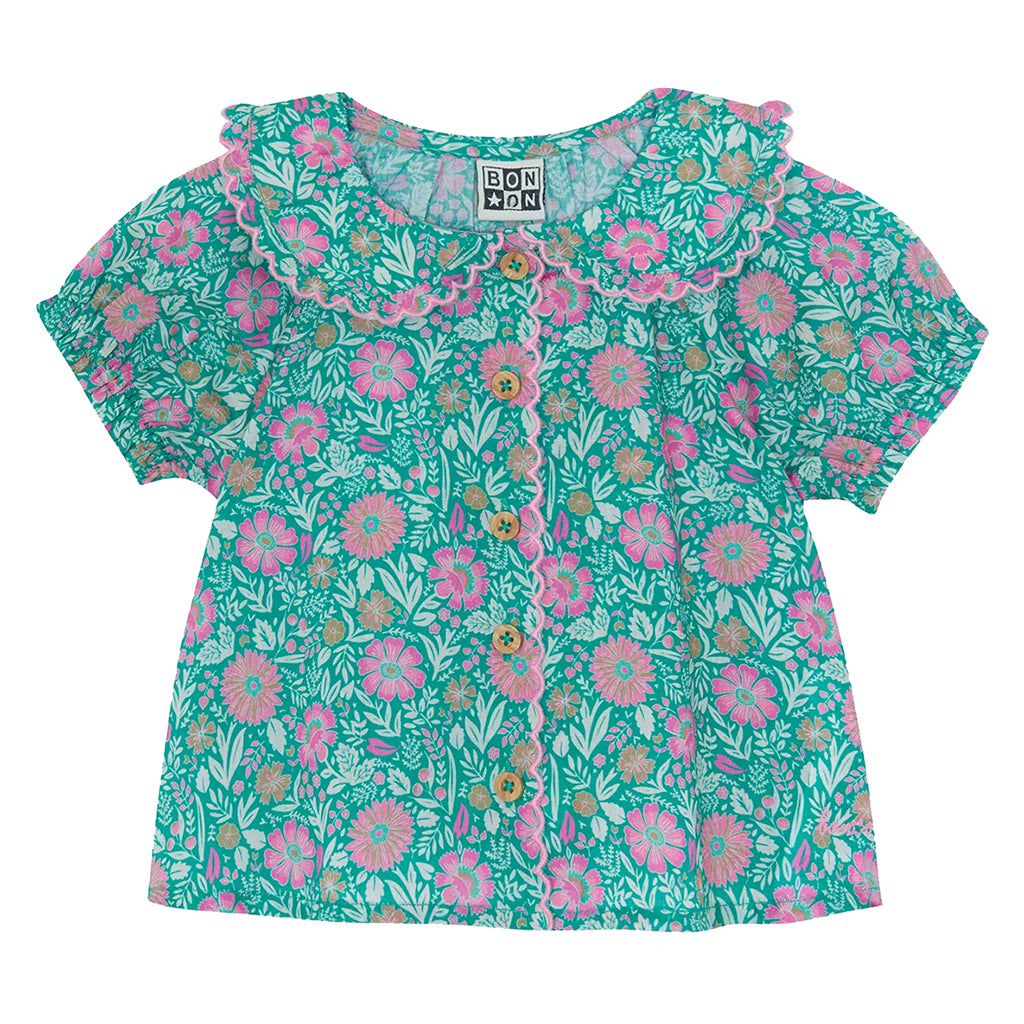 Bonton Baby Aria Blouse Prelude Green Floral Print