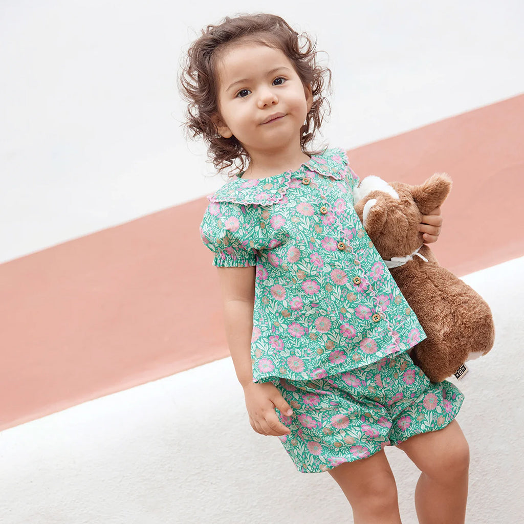 Bonton Baby Aria Blouse Prelude Green Floral Print