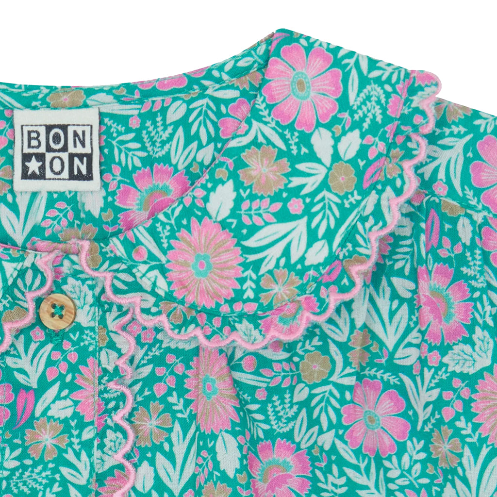 Bonton Child Lorelei Blouse Prelude Green Floral Print