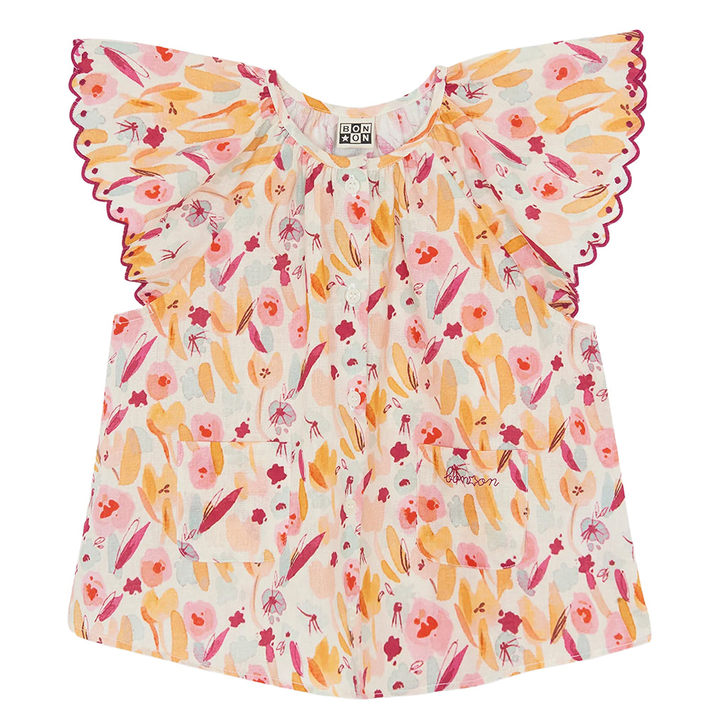 Bonton Child Nuage Blouse Pink Josephine Floral Print