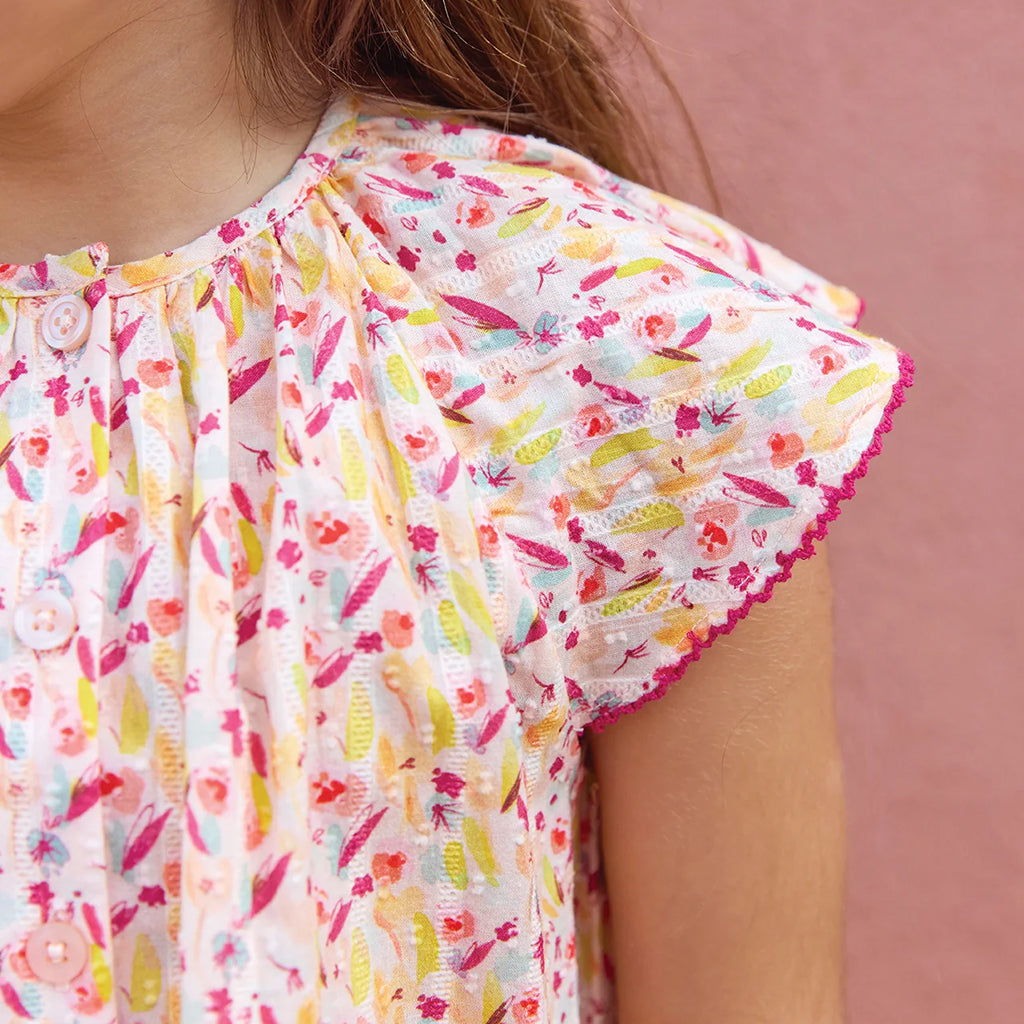 Bonton Child Nuage Blouse Pink Josephine Floral Print