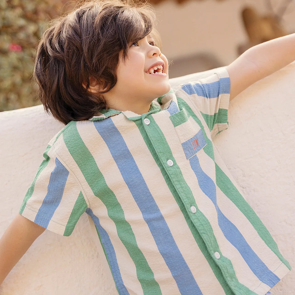 Bonton Baby Las Vegas Shirt Coco Blue And Green Stripes