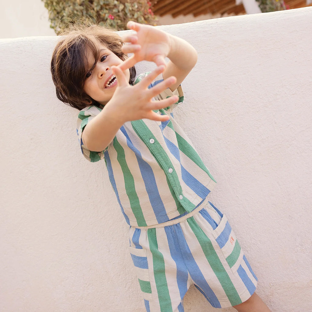 Bonton Baby Las Vegas Shirt Coco Blue And Green Stripes