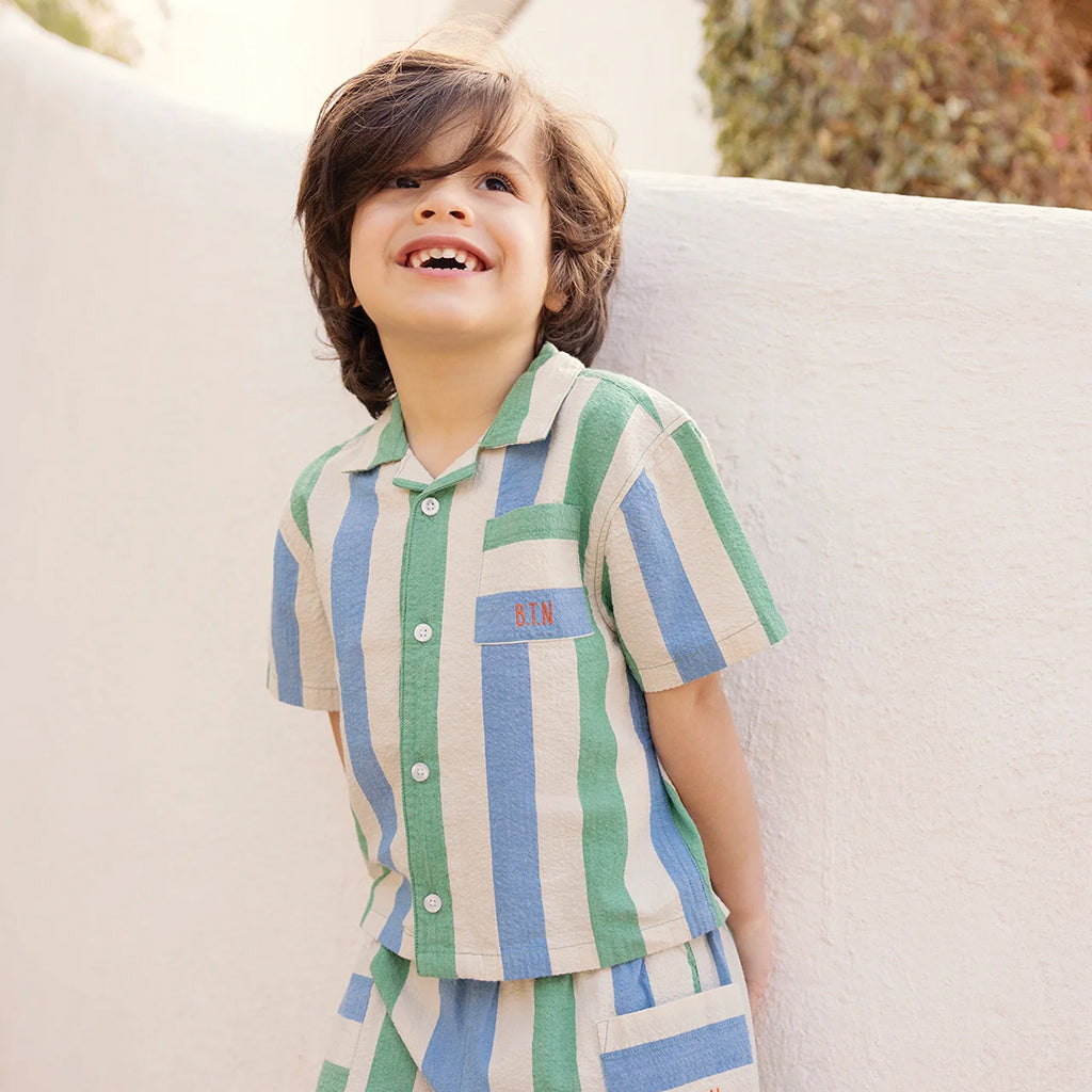 Bonton Baby Las Vegas Shirt Coco Blue And Green Stripes