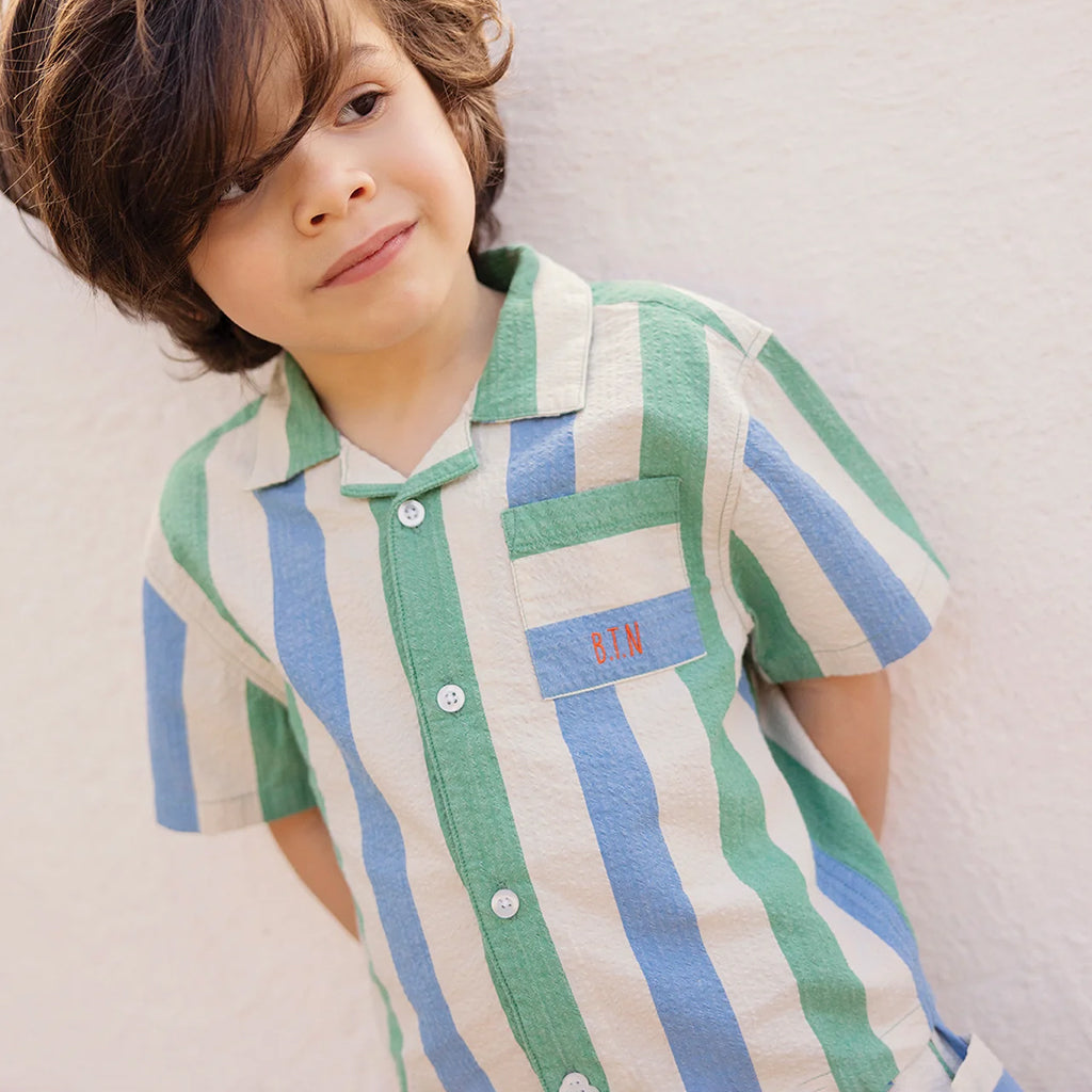 Bonton Baby Las Vegas Shirt Coco Blue And Green Stripes