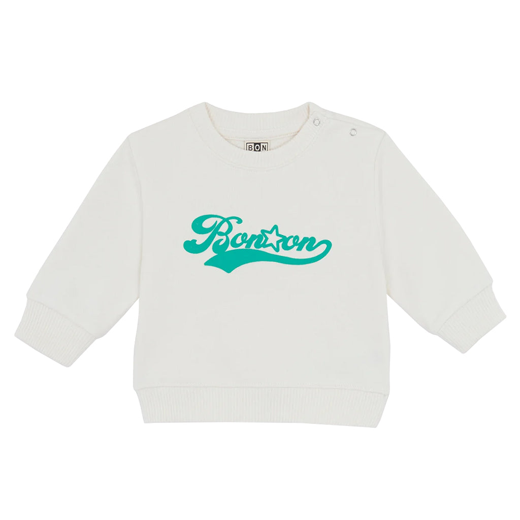 Bonton Baby Smily Sweatshirt Logo Print Ecru White